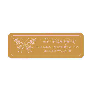 Elegant Hand Drawn Botanical Butterfly Label