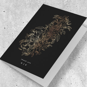 Elegant Hand Drawn Botanical Monogram Wedding Thank You Card