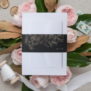 Elegant Hand Drawn Botanical Wedding Invitation Belly Band