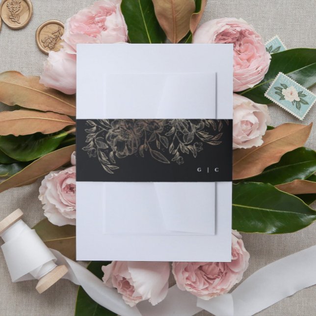 Elegant Hand Drawn Botanical Wedding Invitation Belly Band (Creator Uploaded)