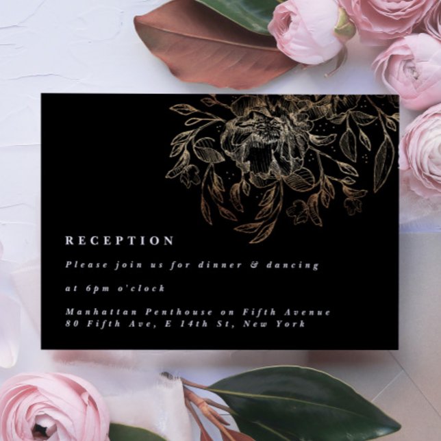 Elegant Hand Drawn Botanical Wedding Reception Enclosure Card (Creator Uploaded)