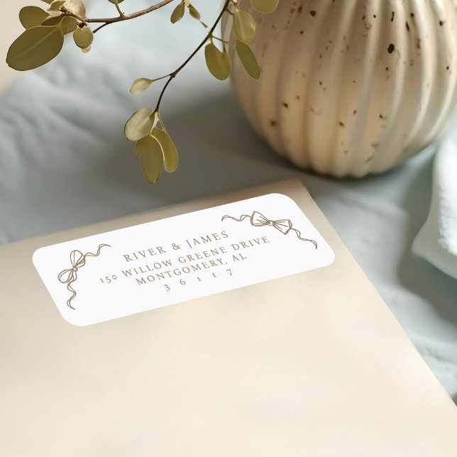 Elegant Hand Drawn Bow & Bowties Vintage Wedding (Elegant Hand Drawn Bow & Bowties Vintage Wedding Label)