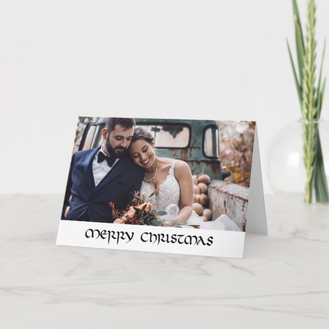 Elegant Hand Drawn Classic Calligraphy Christmas Card (Front)