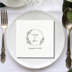 Elegant Hand Drawn Floral Botanical Custom Wedding Napkin