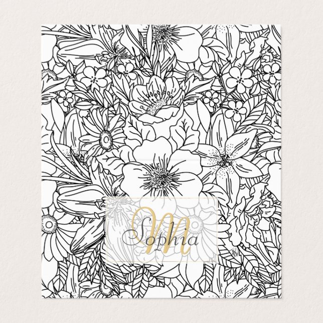 Elegant Hand drawn floral doodles design Business Card (Outside Unfolded)