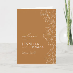 Elegant hand drawn floral golden fall wedding programme