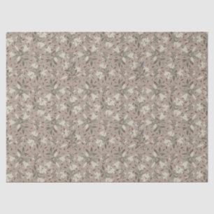 Elegant Hand-Drawn Floral Lily Neutral Brown Tissue Paper