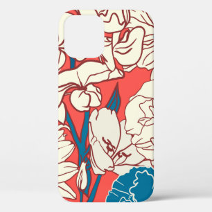 Elegant hand drawn Floral pattern, Garden flowers. iPhone 12 Case