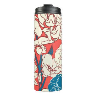 Elegant hand drawn Floral pattern, Garden flowers. Thermal Tumbler