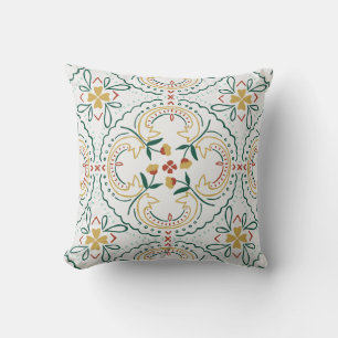 Elegant Hand-Drawn Floral Pattern Throw Pillow