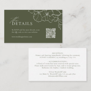Elegant hand drawn floral sage green details place card