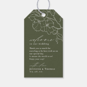 Elegant hand drawn floral sage green wedding gift tags