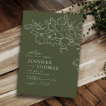 Elegant hand drawn floral sage green wedding invitation<br><div class="desc">Elegant delicate hand drawn flower illustration and modern script typography details, in dark sage green and white colour, simple and romantic. Great floral wedding invitations for modern rustic wedding, country garden wedding, and simple boho wedding in summer and winter. Fully customisable with any colours to match your wedding theme. See...</div>