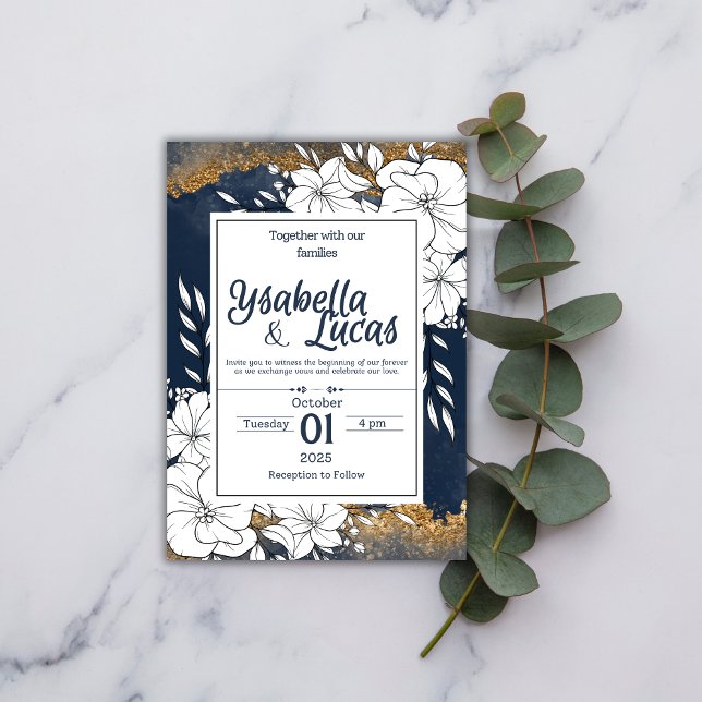 Elegant Hand-Drawn Floral Wedding Invitation  (Creator Uploaded)