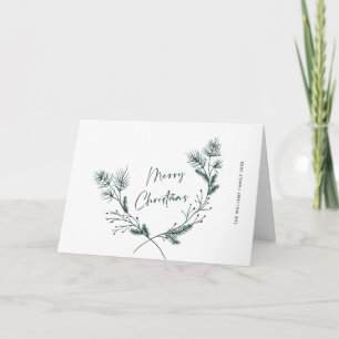 Elegant Hand Drawn Minimalist Christmas Wreath Holiday Card