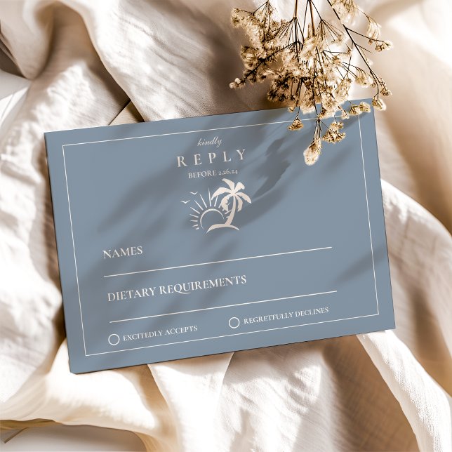 Elegant Hand Drawn Palm Tree Wedding RSVP Card (Creator Uploaded)