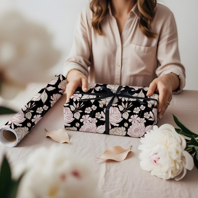 Elegant Hand-Drawn Peony & Leaf Floral Pattern Wrapping Paper (Elegant Hand-Drawn Peony & Leaf Floral Pattern Wrapping Paper)