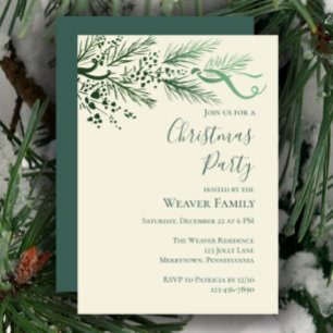 Elegant Hand Drawn Pine Christmas Party invitation
