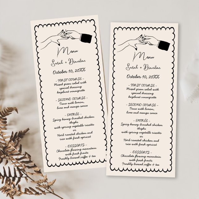 Elegant Hand Drawn Retro Black Wedding Menu (Creator Uploaded)