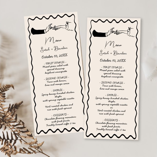 Elegant Hand Drawn Retro Black Wedding Menu (Creator Uploaded)