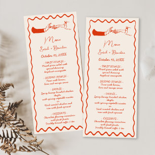 Elegant Hand Drawn Retro Orange Wedding Menu