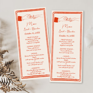 Elegant Hand Drawn Retro Orange Wedding Menu