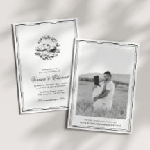 Elegant Hand Drawn Swan Vintage Botanical Wedding