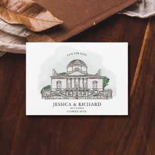 Elegant Hand Drawn Venue Chateau Illustration  Invitation