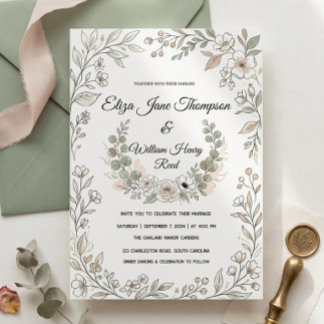 Elegant Hand-Drawn Wedding Invitation Card