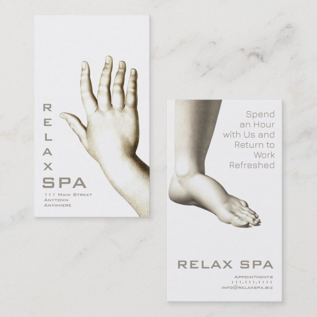 Elegant Hand & Foot SPA, Manicure, Pedicure Business Card (Front/Back)