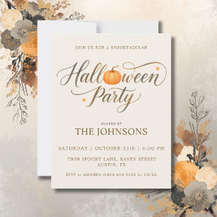 Elegant Hand Lettered Halloween Party Invitation