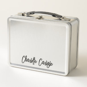 Elegant Hand Lettered Script Personalized Metal Lunch Box