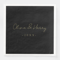 Elegant Hand Lettered Script Wedding Paper Napkin