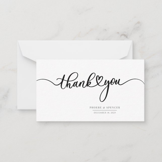 Elegant Hand-Lettered Typography Thank You Card (Front)