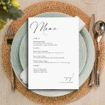 Elegant Hand Lettered Wedding Menu Card<br><div class="desc">Introducing our Elegant Hand Lettered Wedding Menu Card, the perfect addition to your wedding reception decor. This beautifully designed menu features the word "Menu" in an elegant hand-lettered thin script at the top left, setting a sophisticated tone for your event. The personalised menu is crafted in a timeless black old-style...</div>