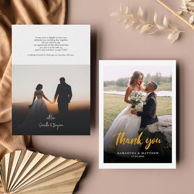 Elegant Hand-Lettered Wedding Photo Thank You Card (Creator Uploaded)