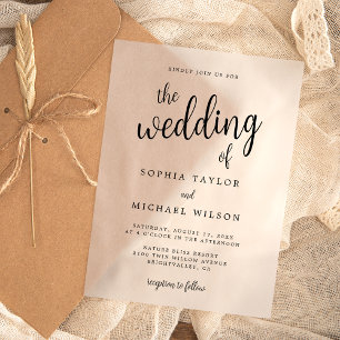 Elegant Hand Lettering Black Wedding Acrylic Invitations