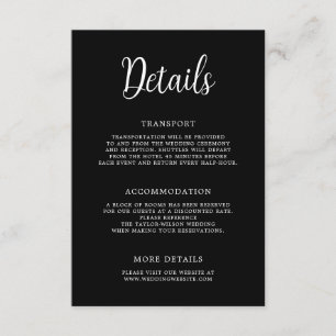 Elegant Hand Lettering Black White Wedding Details Enclosure Card
