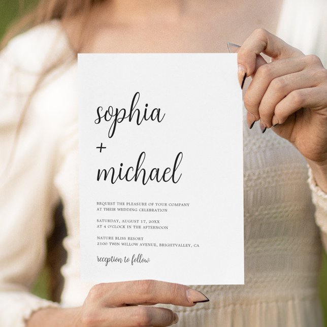 Elegant Hand Lettering Black White Wedding Invitation (Creator Uploaded)