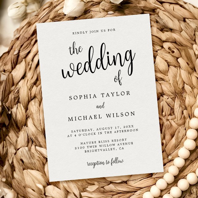 Elegant Hand Lettering Black White Wedding Invitation (Creator Uploaded)