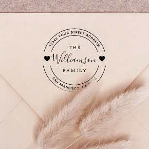 Elegant Hand Lettering Heart Rubber Stamp