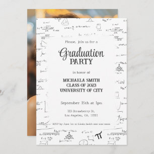 Elegant Hand-Lettering Mathematic Photo Graduation Invitation