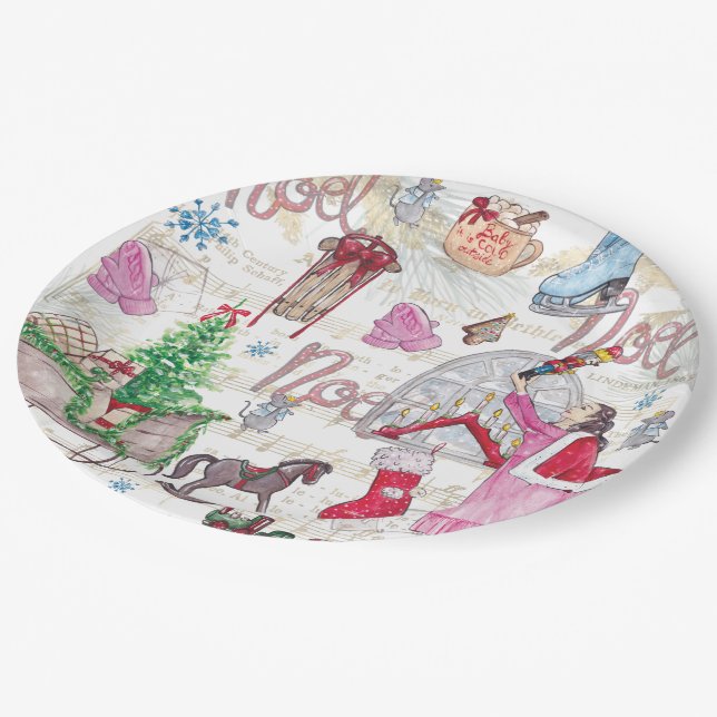 Elegant hand painted Christmas Fairy Tale Paper Plate (Angled)