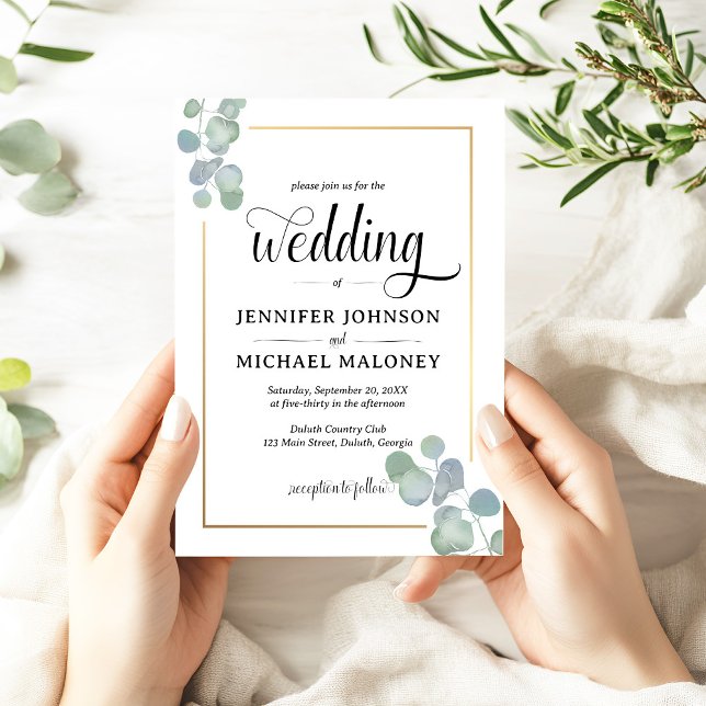 Elegant Hand-Painted Eucalyptus Wedding Invitation (Creator Uploaded)