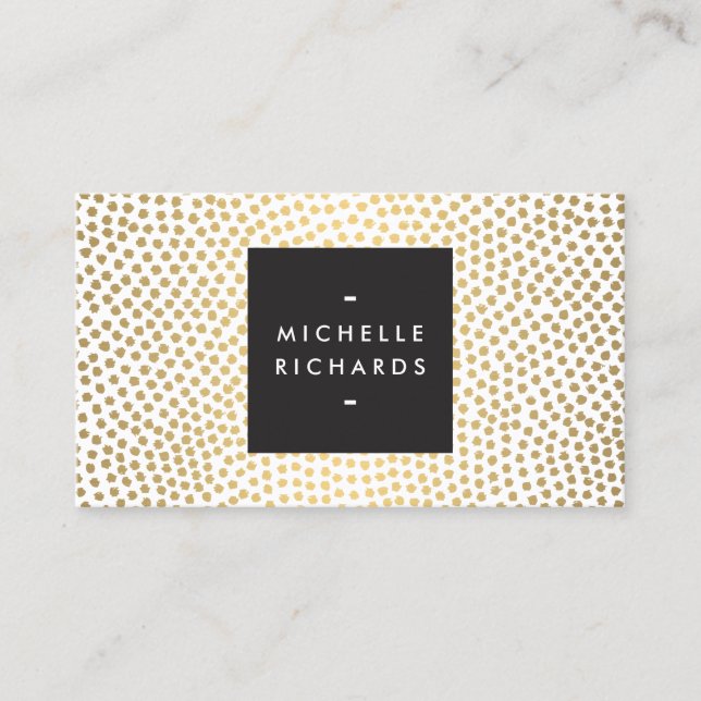 Elegant Hand-Painted Gold Polka Dots Business Card (Front)