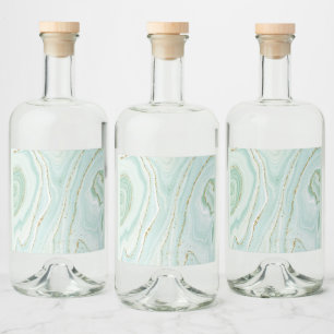 elegant hand painted liquid marble design with gli liquor bottle label