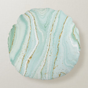 elegant hand painted liquid marble design with gli round cushion