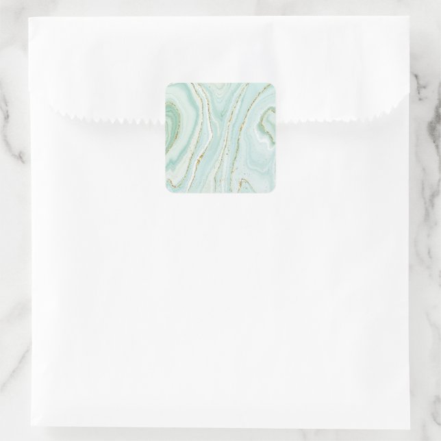 elegant hand painted liquid marble design with gli square sticker (Bag)