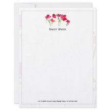 Elegant Hand-Painted Watercolor Floral Letterhead