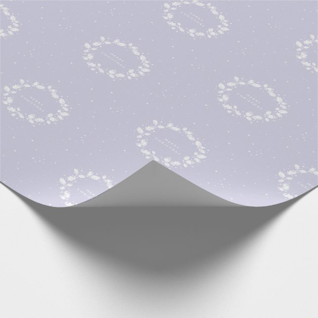 Elegant Hand Printed Purple Christmas Holly Wreath Wrapping Paper (Corner)
